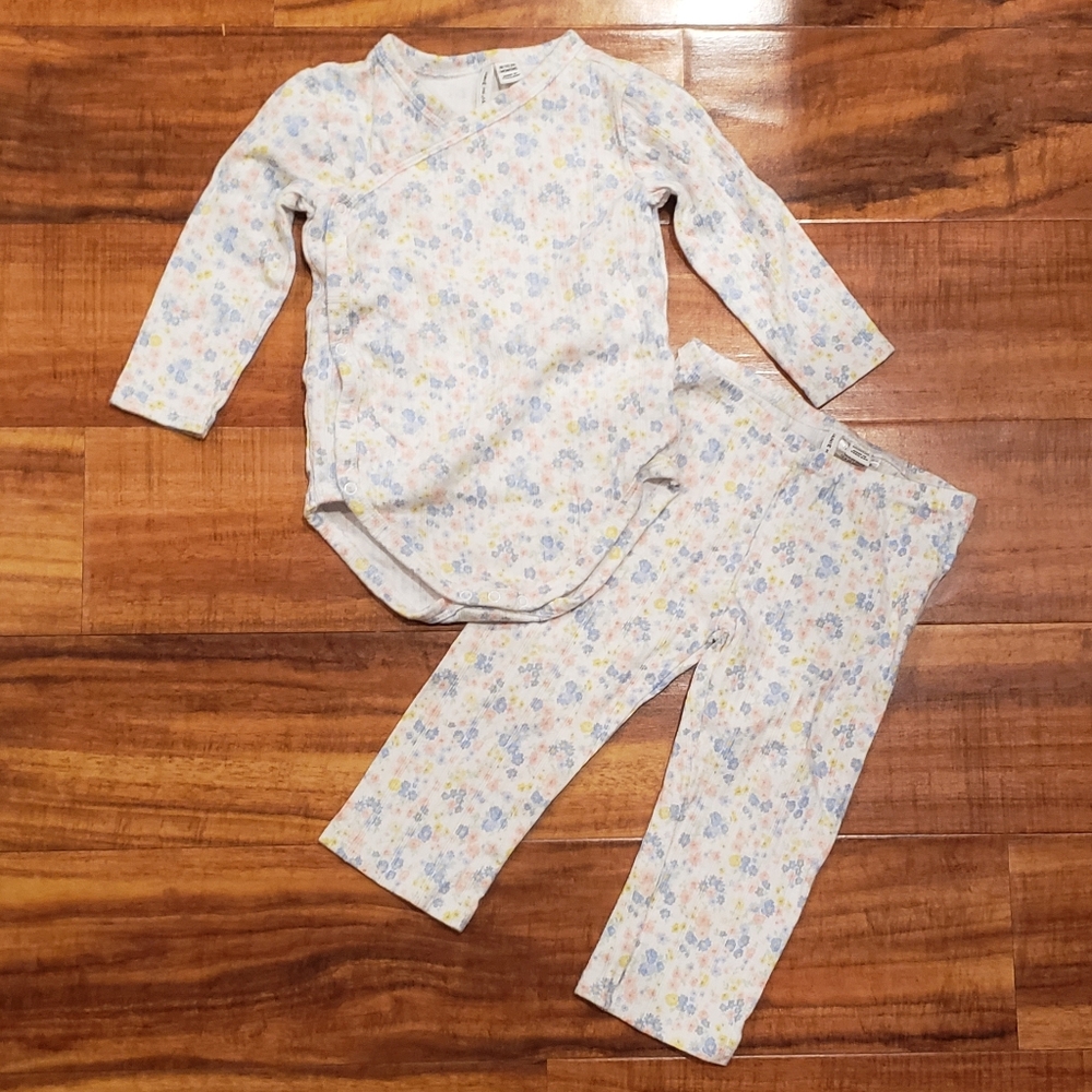Janie and Jack EUC 18-24 months pastel floral pointelle 2-piece pants set